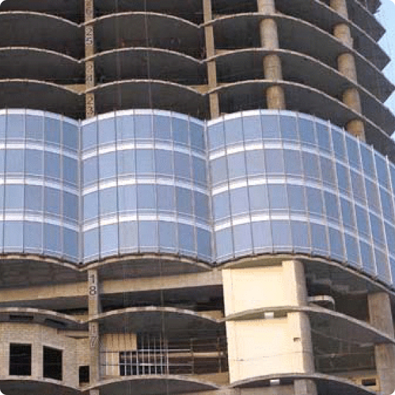 Construction phase of Burj Khalifa's structural elements.